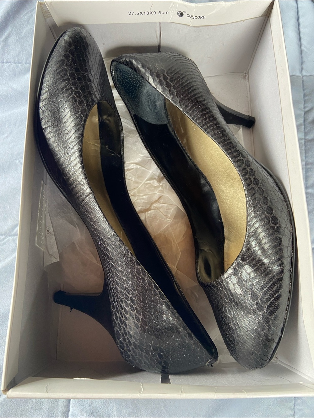 Nine West Black Snake-Embossed Pointed-Toe Pumps